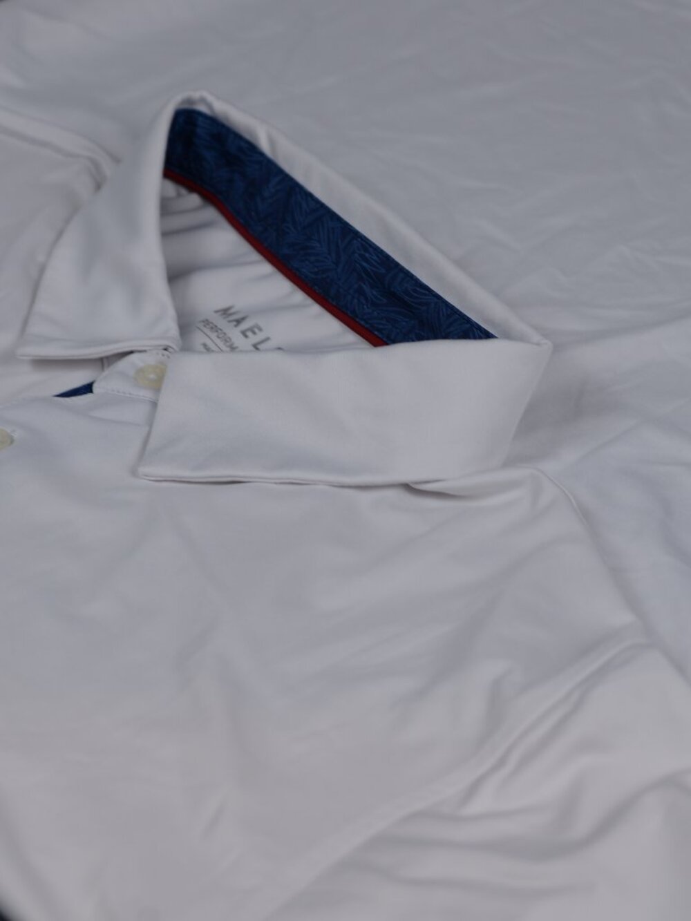 Maelreg Men's White Performance Short Sleeve Golf Polo Shirt Blue Trim 2XL